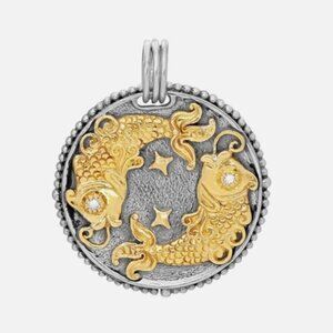 Konstantino Silver and Gold Zodiac Pisces Pendant